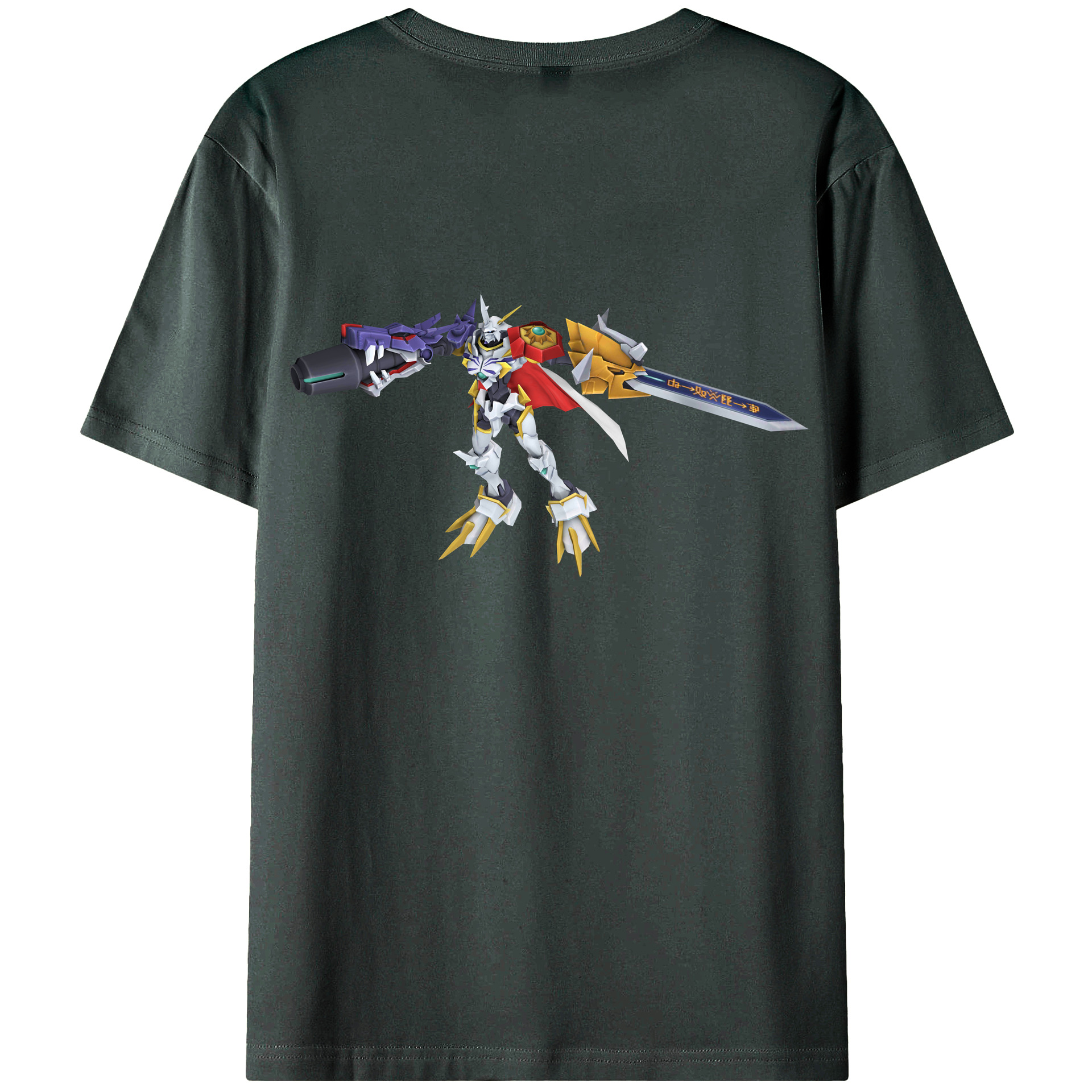 （画像用） Digimon デジタルモンスター/デジモン 綿100％ メンズ半袖Tシャツ（バックプリント） 通気性